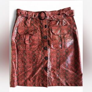 Urban Outfitters Red Snake Print Pencil Skirt